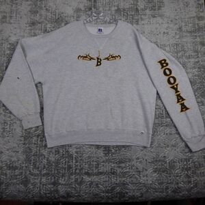 Vintage Russell Athletic Crewneck Sweatshirt Men's Extra Large Gray Booyaa Fish